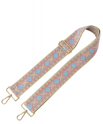 Wide Aztec Tribal Pattern Guitar Strap SS050R AQUA/PINK